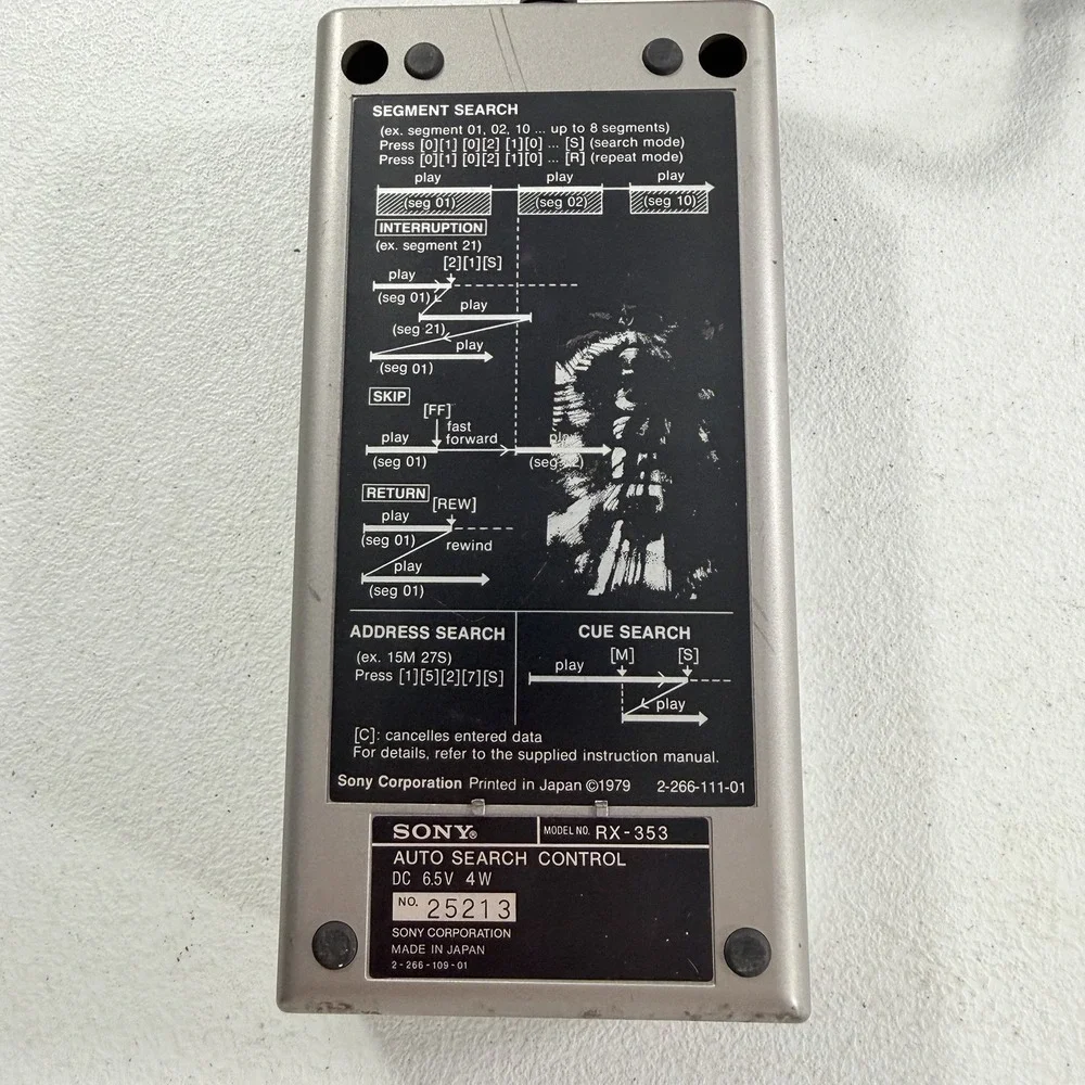 Sony RX-353 Auto Search Control Video Corded Wired Remote VO 5630 RCC-5C VCR
